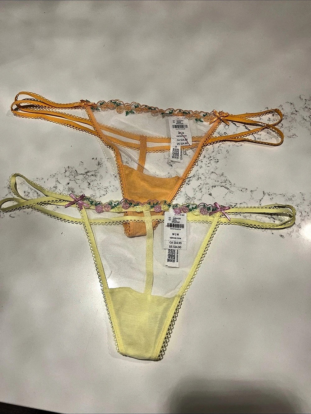 Victoria's Secret V-String/ String Bikini Panties in Yellow & Orange Size